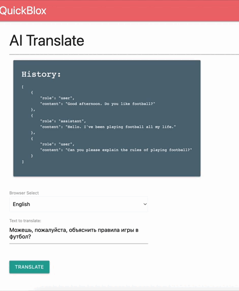 AI Translate feature in Web app