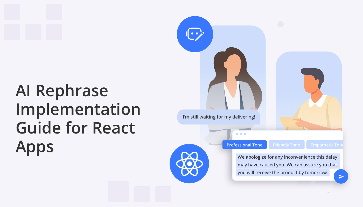 React chat app showing AI rephrase functionality
