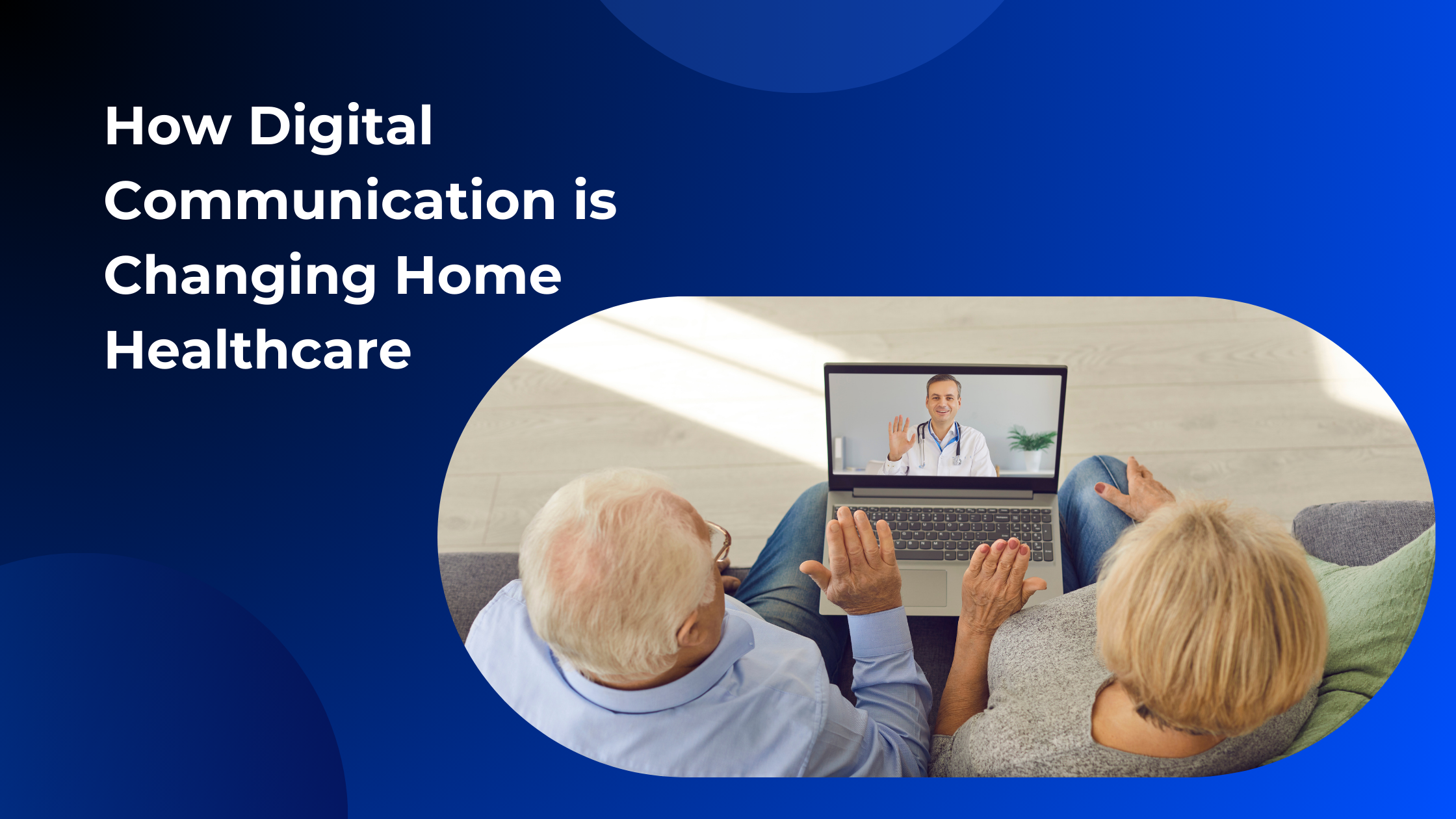 elderly couple at home communicating with their doctor via a telehealth platform on their laptop