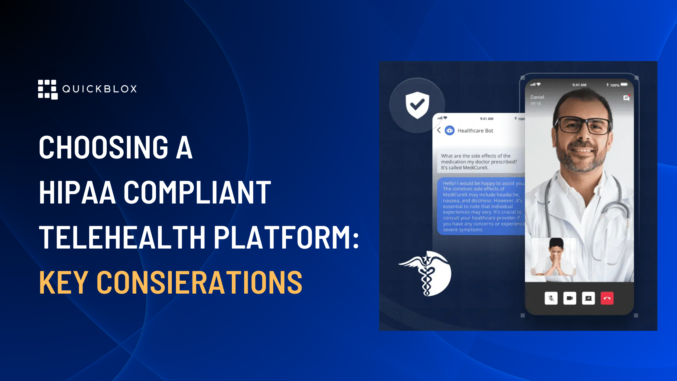 mobile screen showing a with doctor's face on a hipaa compliant telehealth platform