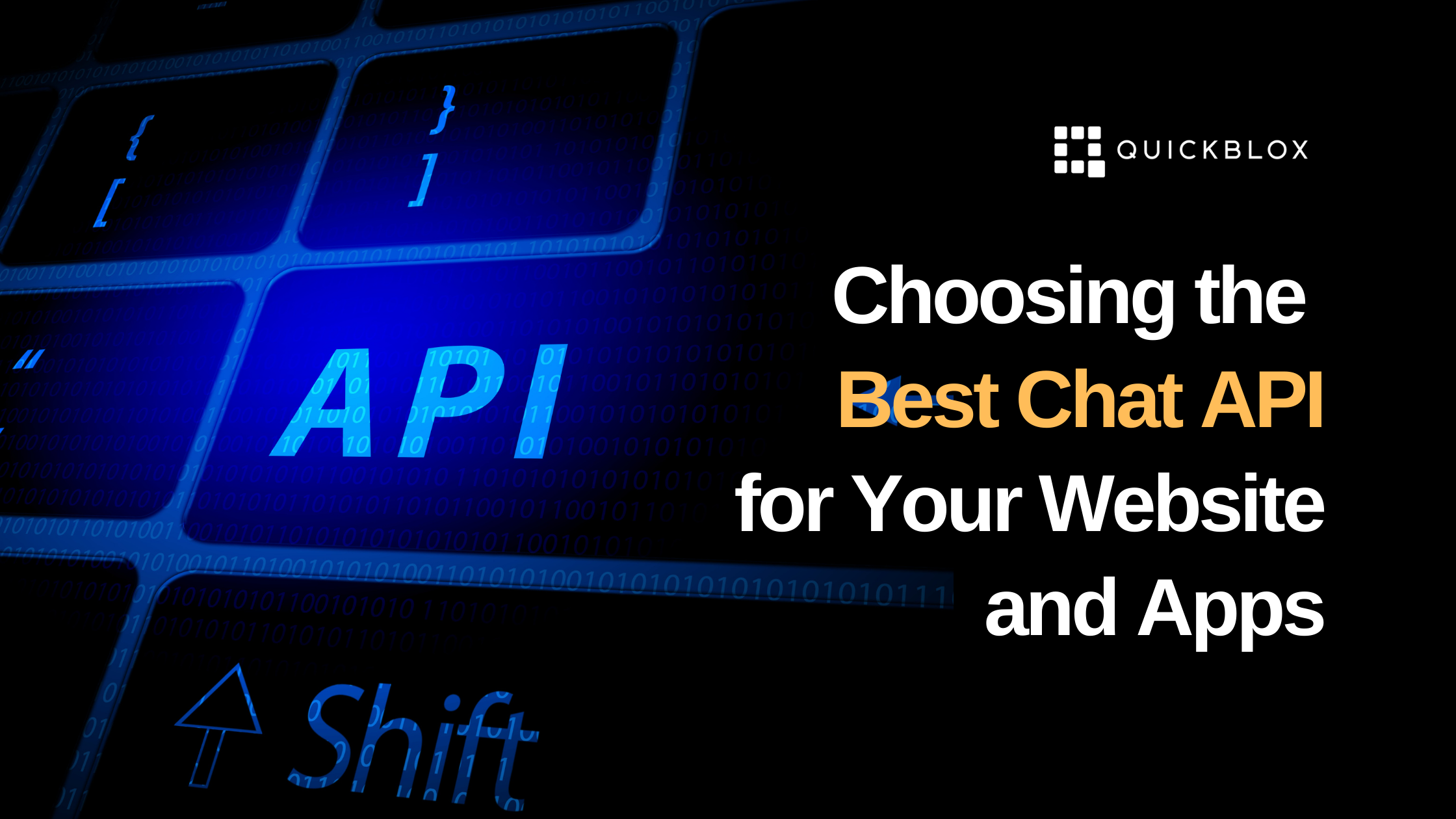 title of a blog in foreground with image of a desktop useing a Chat API in the background