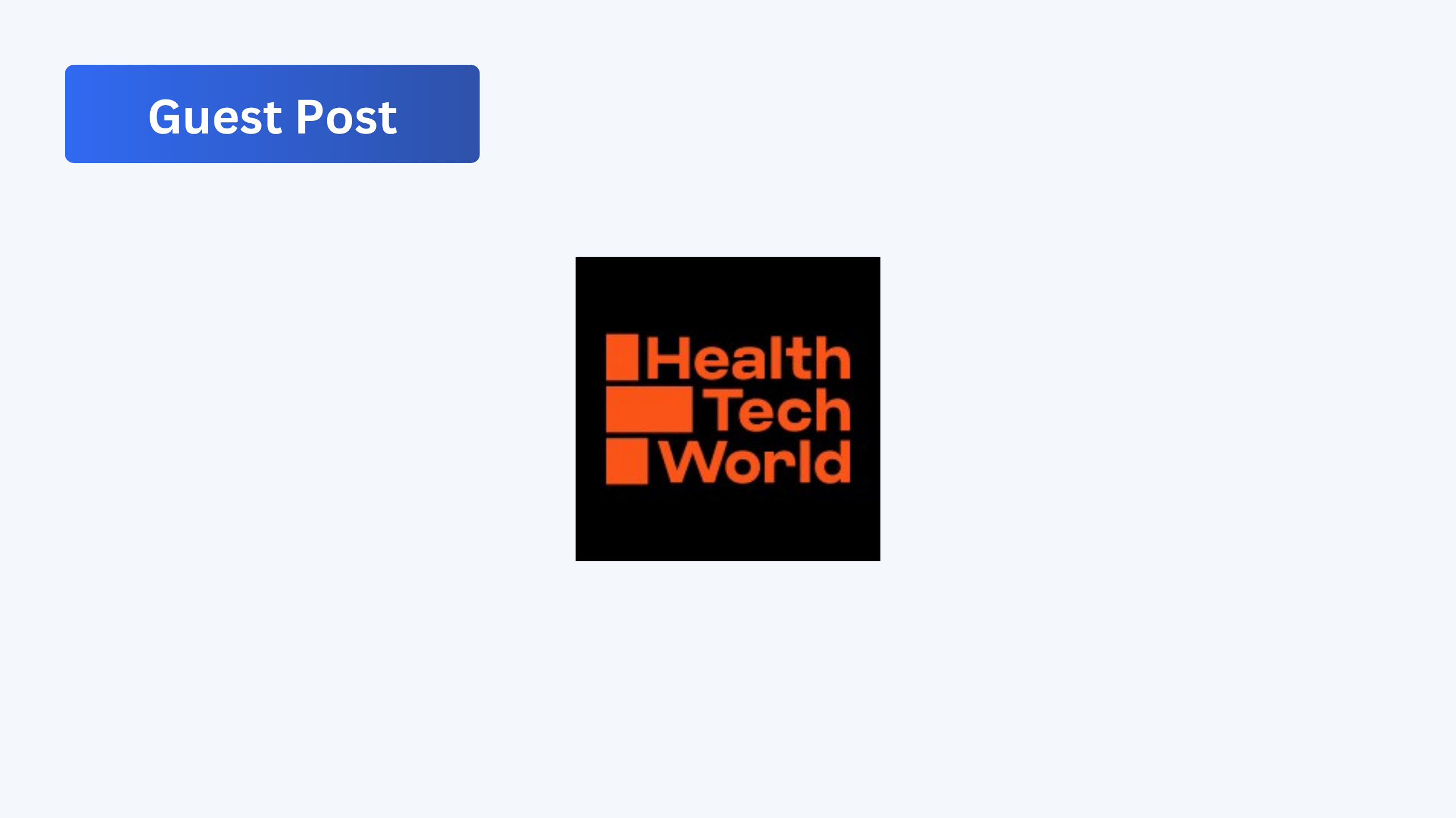 red and black logo for Health Tech World publication