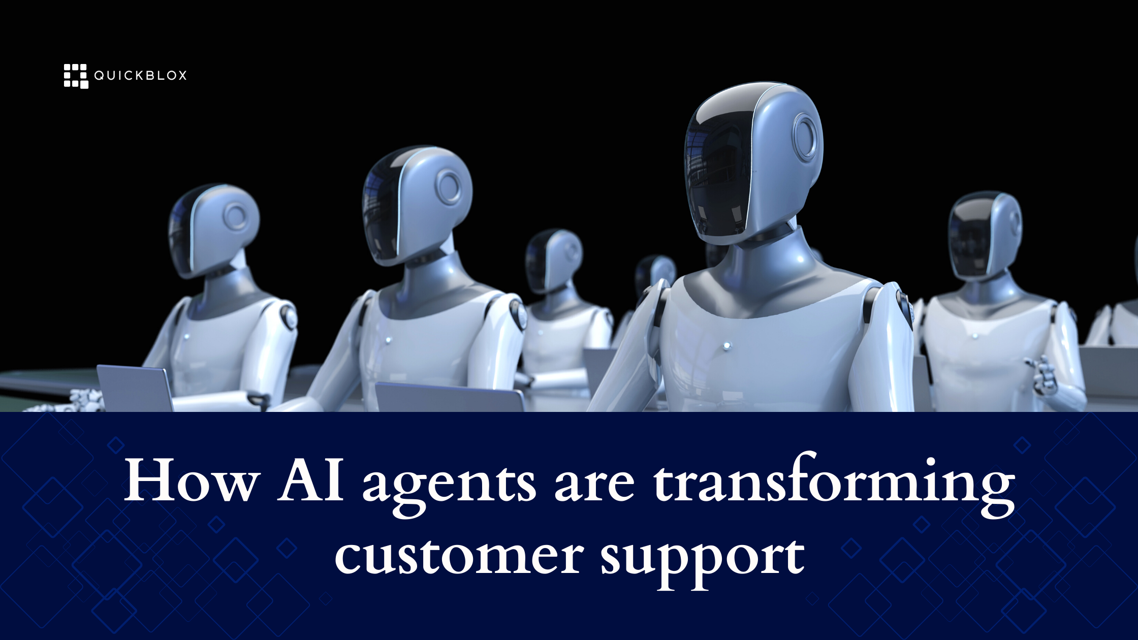 A row of AI Agents providing customer support