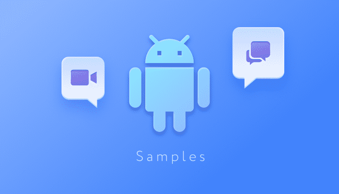 Android logo with icons for video chat and chat messaging