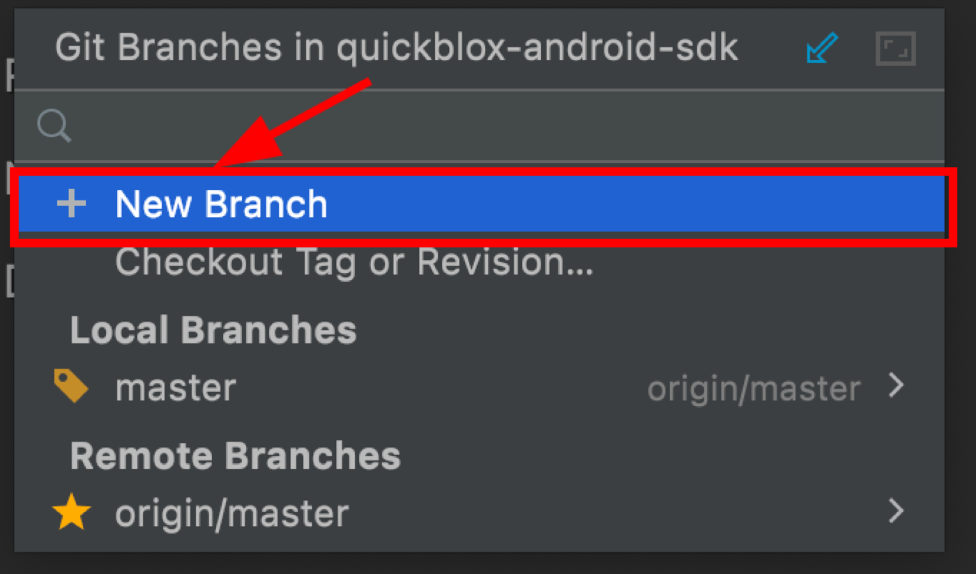 Create a new branch using Android Studio