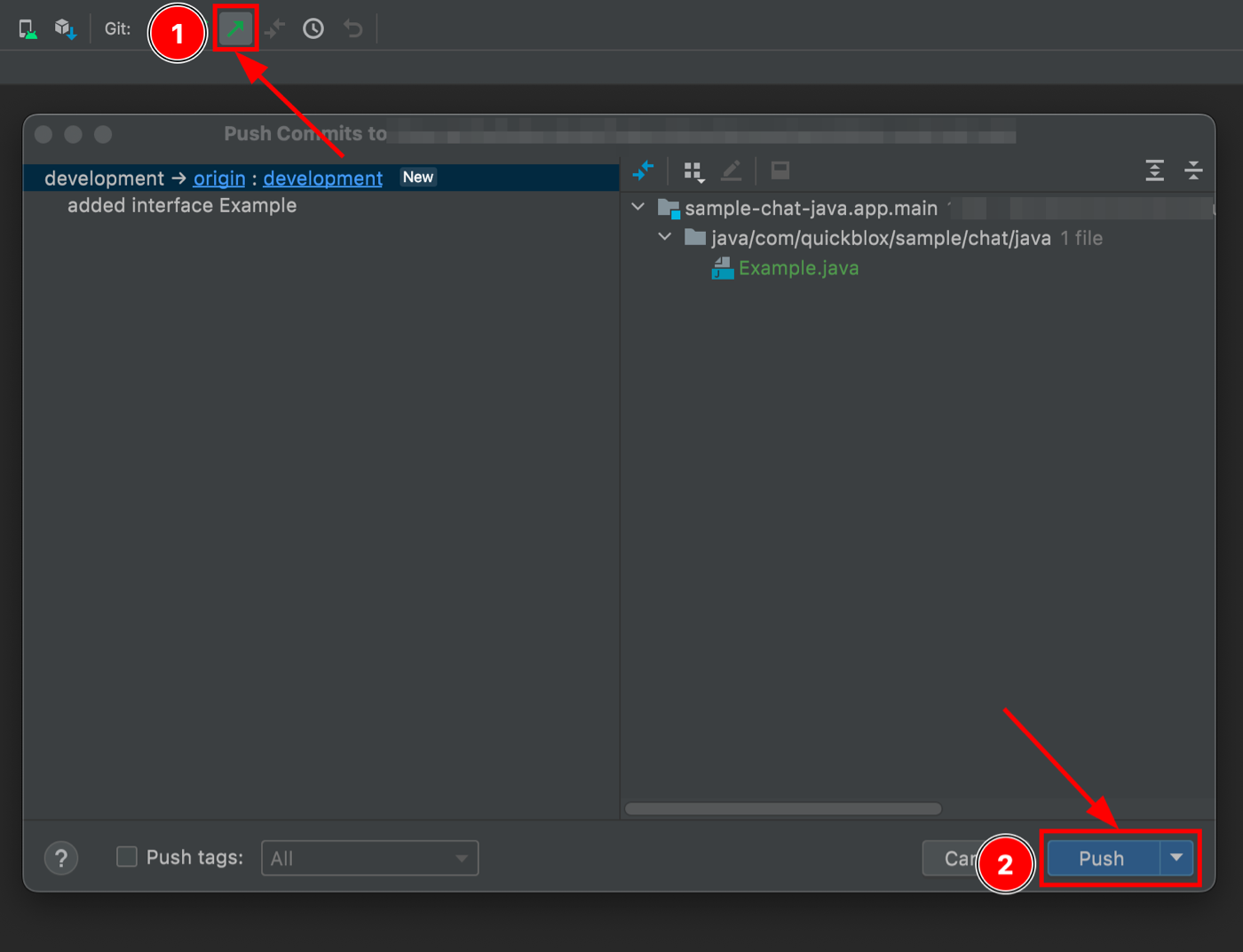 use Push command in Android Studio