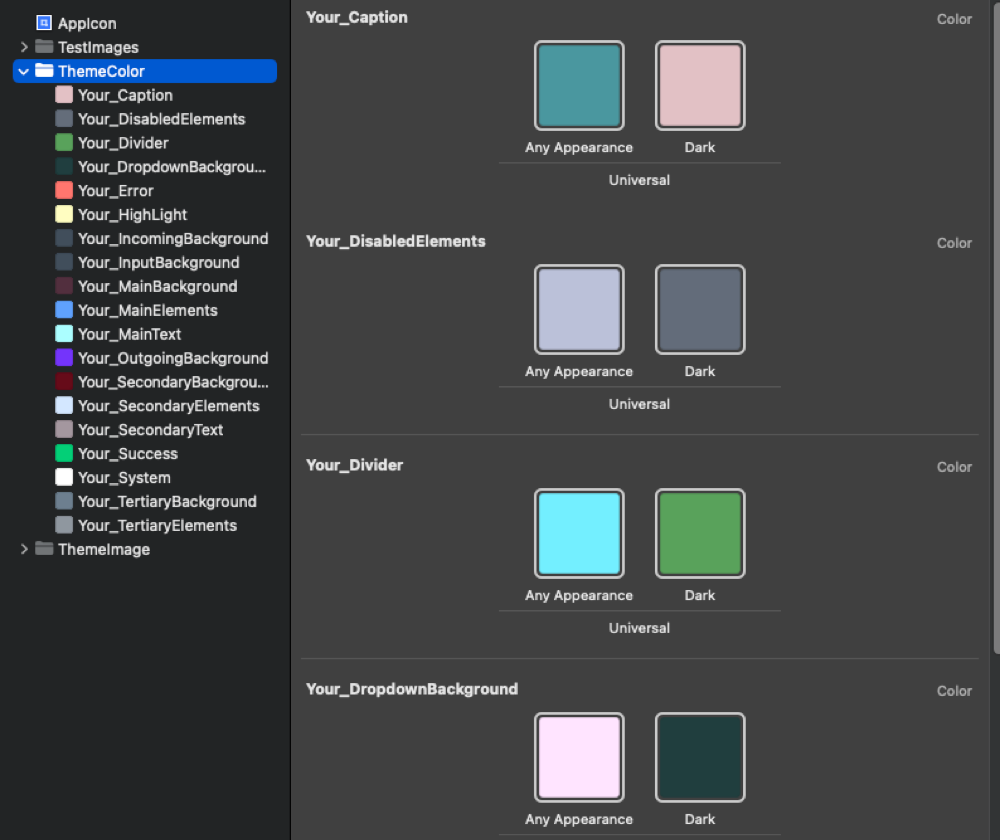 customized color theme for iOS app