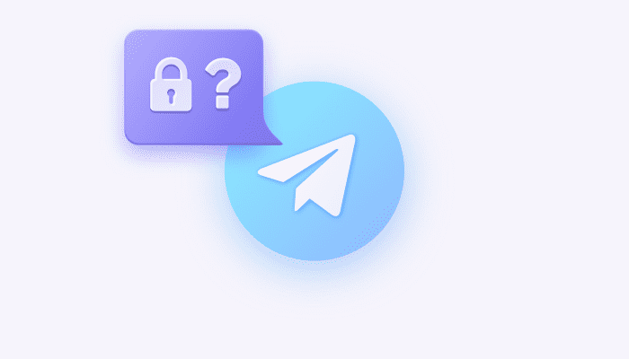 Telegram message icon with an image of a padlock and question mark
