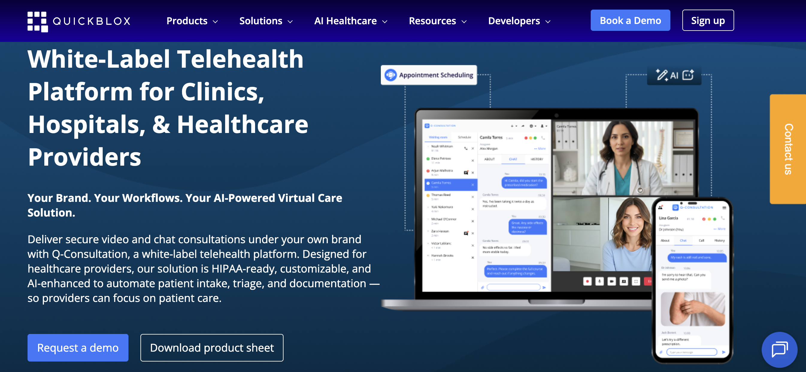 Q-Consultation telehealth home page
