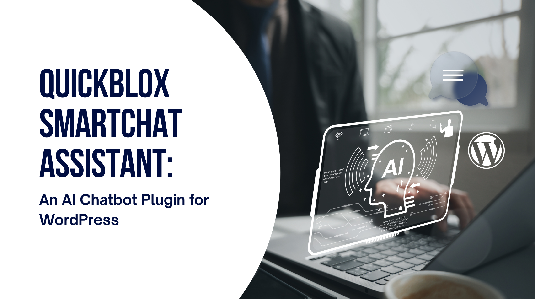 a man at his laptop adding an AI Chatbot Plugin for WordPress to his website
