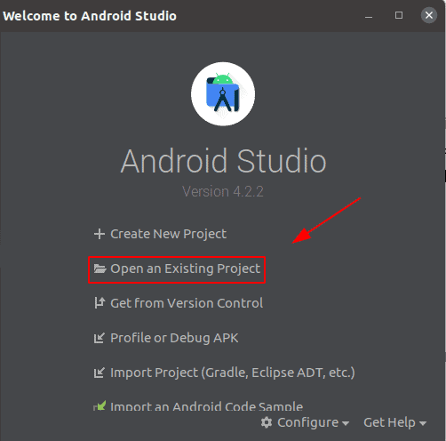 open exisiting project in Android Studio
