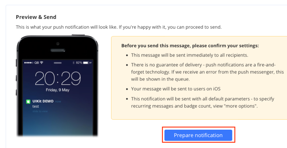 prepare push notifications for your iOS App